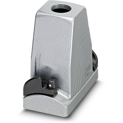 Metallisches Teil mit technischem Aussehen, hat eine Öffnung oben und schwarze Einsätze an den Seiten, dient vermutlich als Halterung.