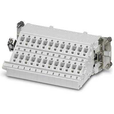 Ein weißer elektrischer Steckverbinder mit durchnummerierten Anschlüssen von 1 bis 24.