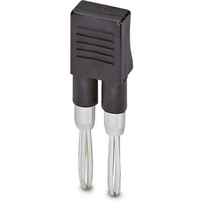 Ein schwarzer Klinkenstecker mit zwei metallischen Kontakten. Häufig verwendet in Audioanwendungen für elektrische Verbindungen.
