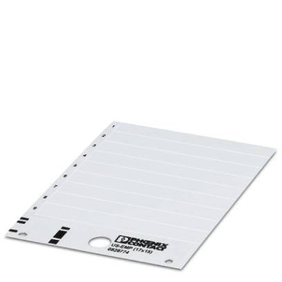 Phoenix Contact 0830296 US-EMP (52,5X15) Makering af apparater Monteringstype: Påclipsning Præget overflade: 52 x 15 mm Hvid Antal markører: 160 10 Bogen