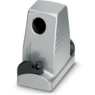 Grauer Bleistiftspitzer mit modernem, rechteckigem Design, Öffnung an der Oberseite und Halterung vorne.