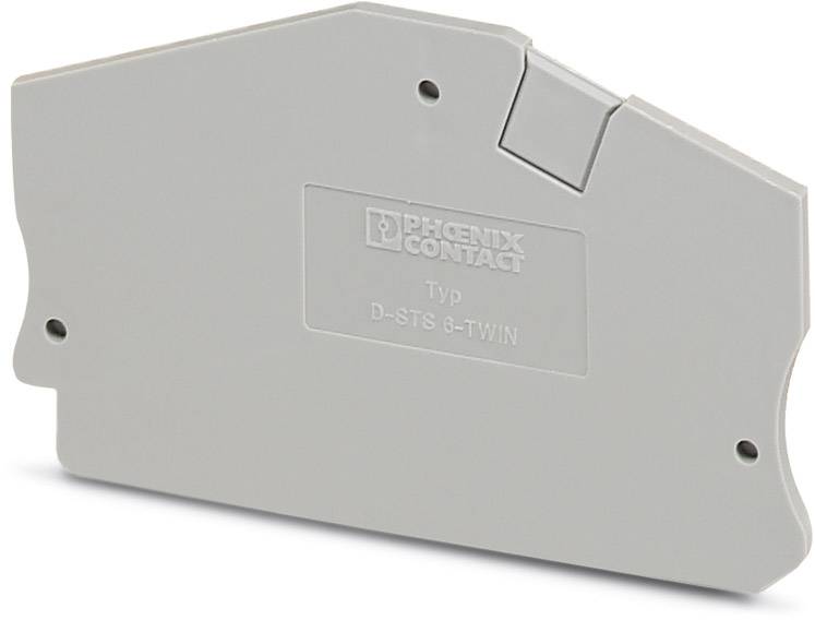 Grau-graues elektrisches Gehäuse von Phoenix Contact, Typ D-STS G-TWIN, rechteckig mit abgerundeten Kanten, für technischen Gebrauch.