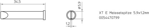 Weller XT-E Lötspitze Meißelform Spitzen-Größe 5.9 mm Spitzen-Länge 35 mm Inhalt 1 St.