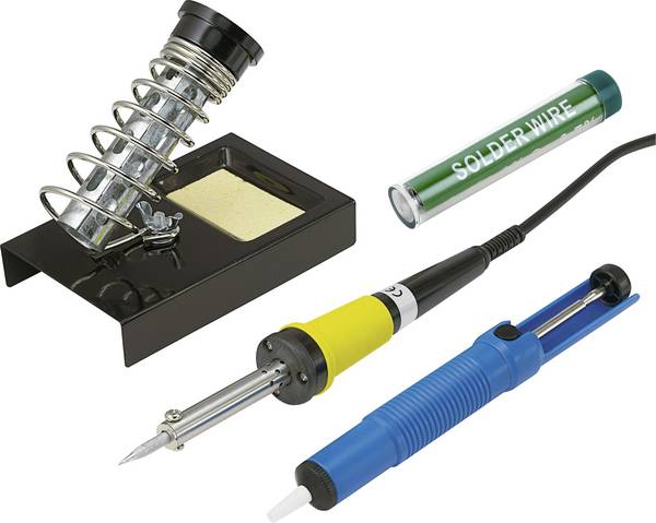 Basetech ZD-30B Lötkolben-Set 230 V 30 W Bleistiftform inkl. Lötzinn, inkl. Ablage, inkl. Entlötsaugpumpe, inkl. Lötspitze