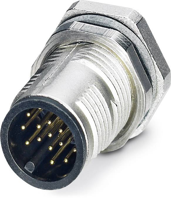 Nahaufnahme eines metallischen Steckverbinders mit mehreren Stiften, geeignet für elektronische Verbindungen.