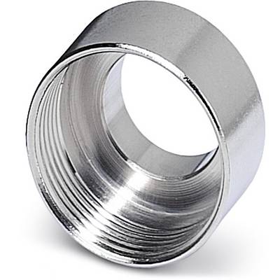 Metallene Hülse mit Gewinde, zylinderförmig, silberfarben, möglicherweise ein Teil eines mechanischen oder Rohrsystems.