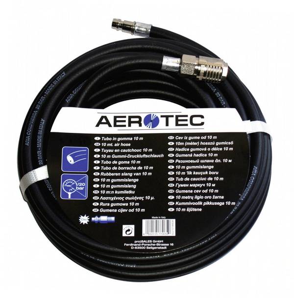 Aerotec Persluchtslang binnen-d. 9 mm lengte 10 m koppeling DN 7,2 AEROTEC Druckluft-Schlauch 10 m 20 bar