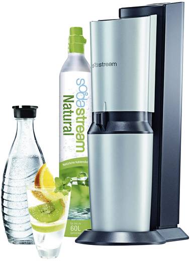 Sodastream Crystal Super Spar Pack Wassersprudler 3 Glaskaraffen Co2 Sirup Sodastream Wassersprudler Crystal 1.0 Super Pack Titan, Silber
