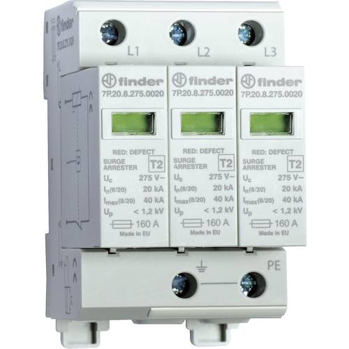 Thumbnail - Finder 7P.23.8.275.1020 7P.23.8.275.1020 Überspannungsschutz-Ableiter Überspannungsschutz für: Verteilerschrank 20 kA 1 ...