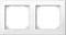 Doppelrahmen aus weißem Kunststoff, geeignet für zwei Unterputz-Steckdosen oder Lichtschalter, ohne Einsätze.