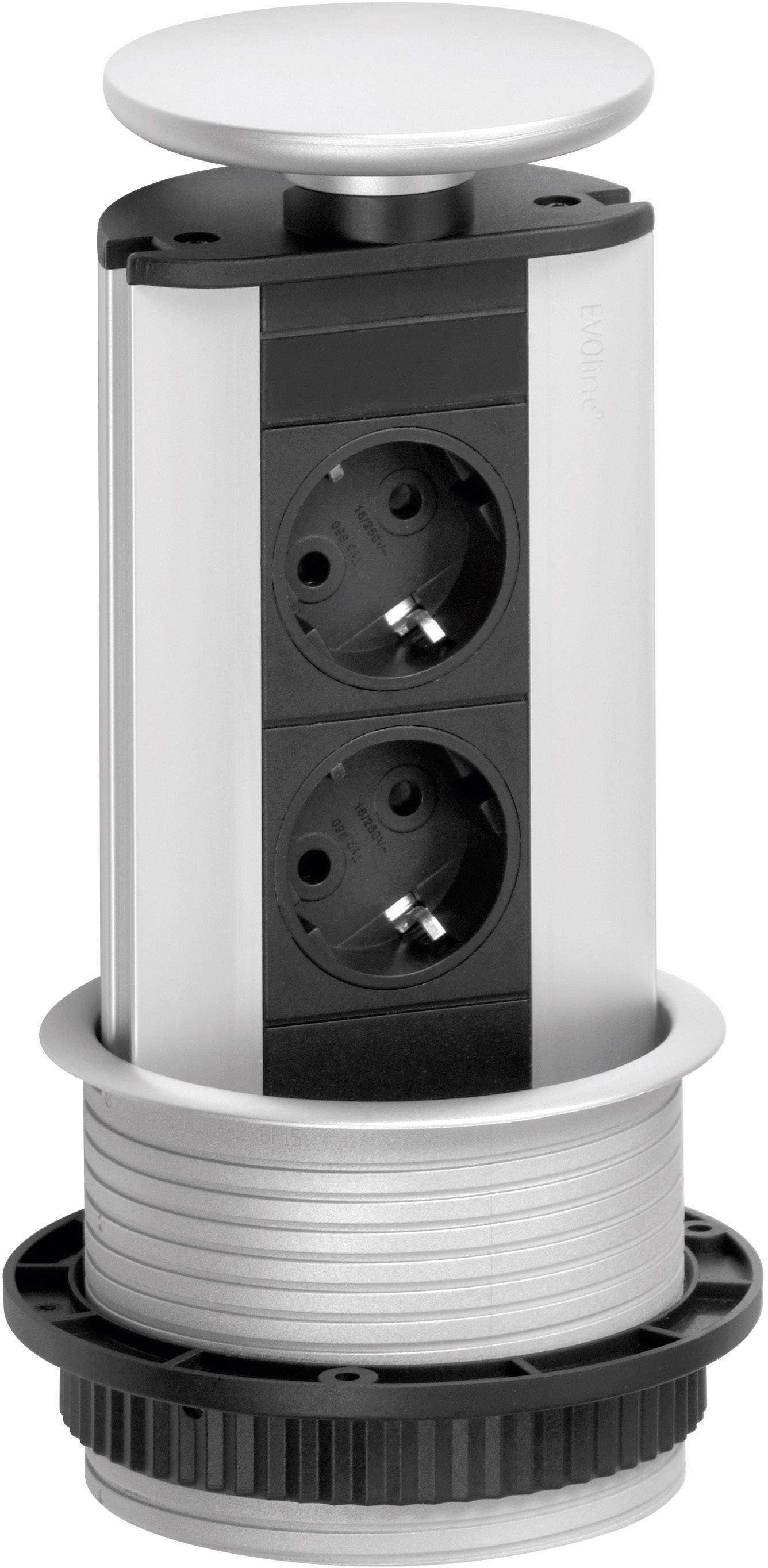 EVOline 93100033 Steckdosenturm 2fach Schwarz-Silber Schutzkontakt kaufen
