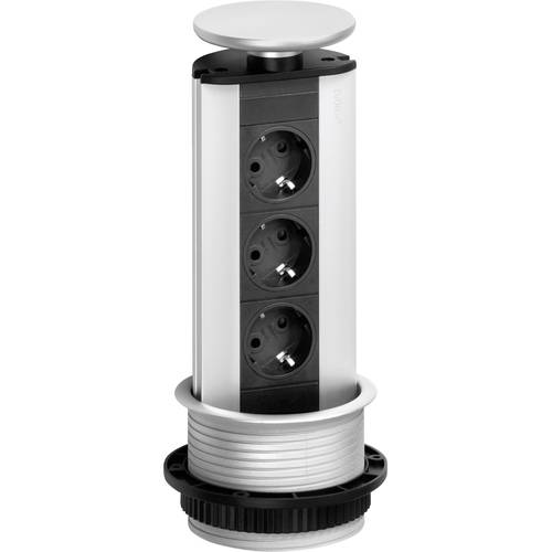 EVOline 93100001 Steckdosenturm 3fach Schwarz, Silber Schutzkontakt 1 St.