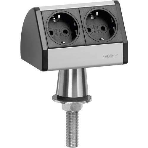 EVOline 93022055 Steckdosenleiste 2fach Schwarz, Silber ohne Stecker 1 St.