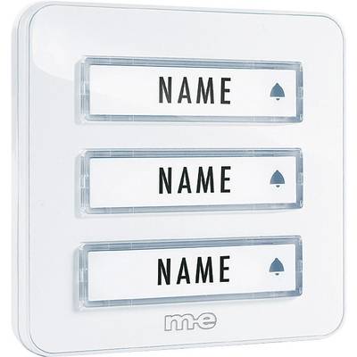 Türklingelpanel mit drei Namensschildern und Glockensymbolen, ohne Namen angezeigt.
