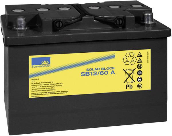 GNB Sonnenschein Solar-Block SB12/60 A NGSB120060HS0CA Solarakku 12 V 60 Ah Blei-Gel (B x H x T) 27.8 x 19 x 17.5 cm Konuspol