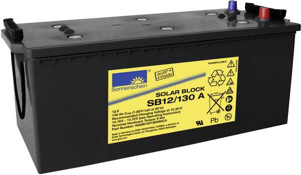 GNB Sonnenschein Solar-Block SB12/130 A NGSB120130HS0CA Solarakku 12 V 130 Ah Blei-Gel (B x H x T) 51.3 x 22.3 x 22.3 cm Konuspol
