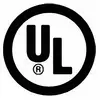 Schwarz-weißes Symbol mit 'UL' im Kreis. Bedeutet Sicherheitszertifizierung gemäß UL-Standards.