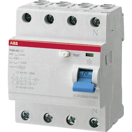 ABB 2CSF204101R1250 ABB F204 A-25/0.03, 230/400 V FI-Schutzschalter A 4polig 25 A 0.03 A 230 V/AC, 400 V/AC