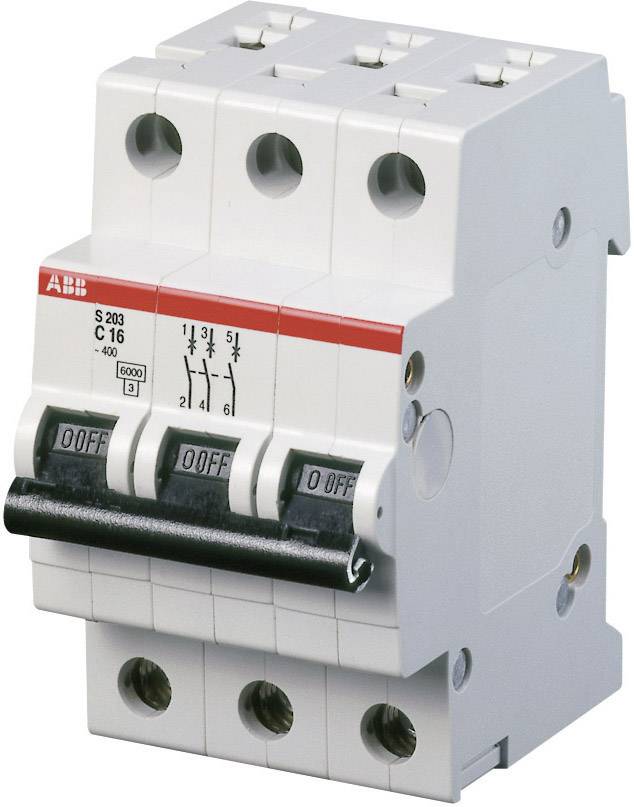 ABB 2CDS253001R0164 S203-C16 Circuit Breaker, 3-Pin, 16A, 230/400V AC