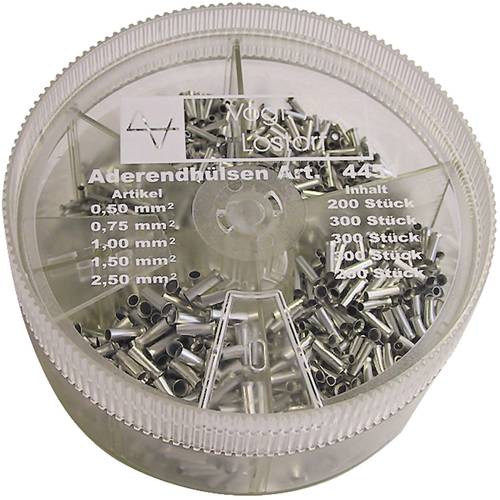 Vogt Verbindungstechnik 625388 Aderendhülsen-Sortiment 0.5 mm², 0.75 mm², 1 mm², 1.5 mm², 2.5 mm² Unisoliert Metall 500 ...