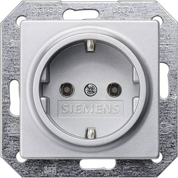 Siemens Schalterprogramm  Einsatz Schutzkontakt-Steckdose  Aluminium (Metallic) 5UB1931 1 St.