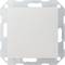 Ein weißer, quadratischer Lichtschalter ohne sichtbare Schalter- oder Knopfdetails, montiert auf einer Metallplatte.
