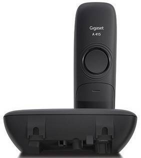Ein Gigaset A415 schnurloses Telefon, schwarz, mit Basisstation.