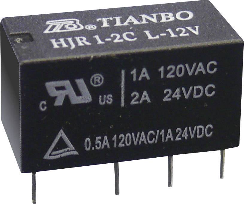 TIANBO ELECTRONICS HJR1-2C-L-12VDC Printrelais 12 V/DC 2 A 2 Wechsler 1 St.