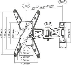 SpeaKa Professional TV-Wandhalterung 81,3 cm (32") - 139,7 cm (55") Neigbar, Schwenkbar-6