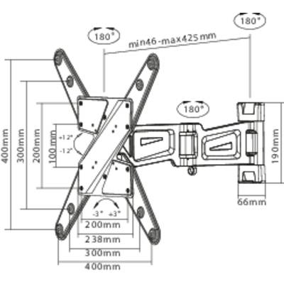 SpeaKa Professional TV-Wandhalterung 81,3 cm (32") - 139,7 cm (55") Neigbar, Schwenkbar-6