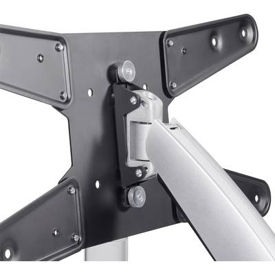 Nahaufnahme einer Montagehalterung für einen Monitorarm, die an der Rückseite eines Bildschirms befestigt wird.