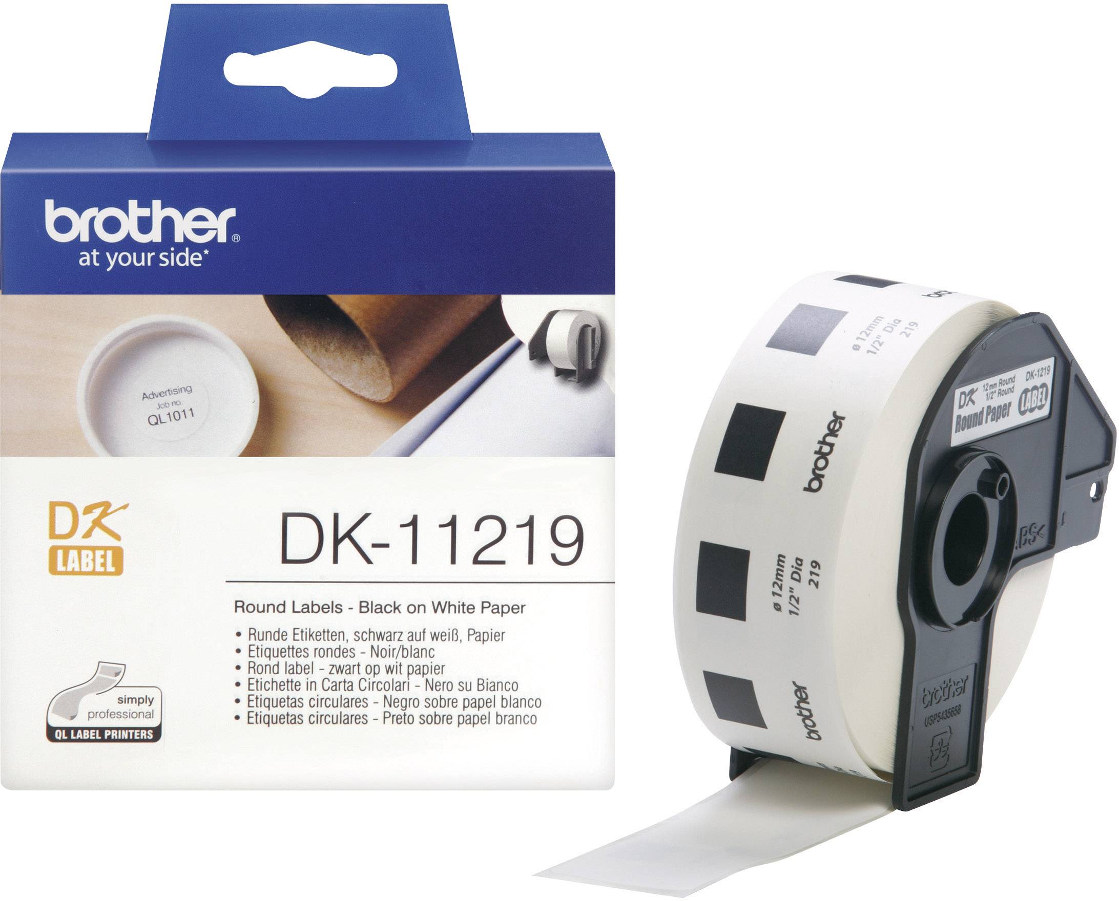 BROTHER Einzeletikettenrollen DK-11219 CD/DVD-Etiketten 1200Stück / Rolle Durchmesser:12mm