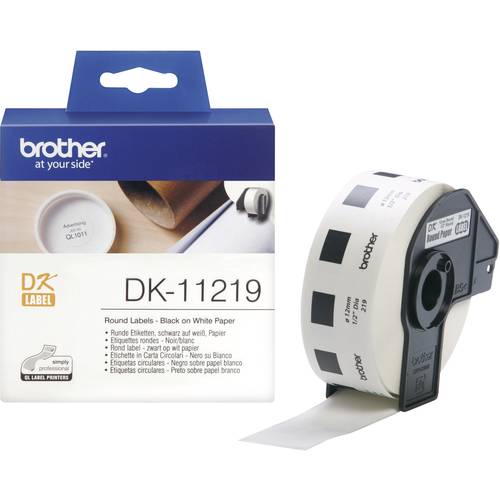 Brother DK-11219 Etiketten Rolle Ø 12 mm Papier Weiß 1200 St. Permanent haftend DK11219 Universal-Etiketten