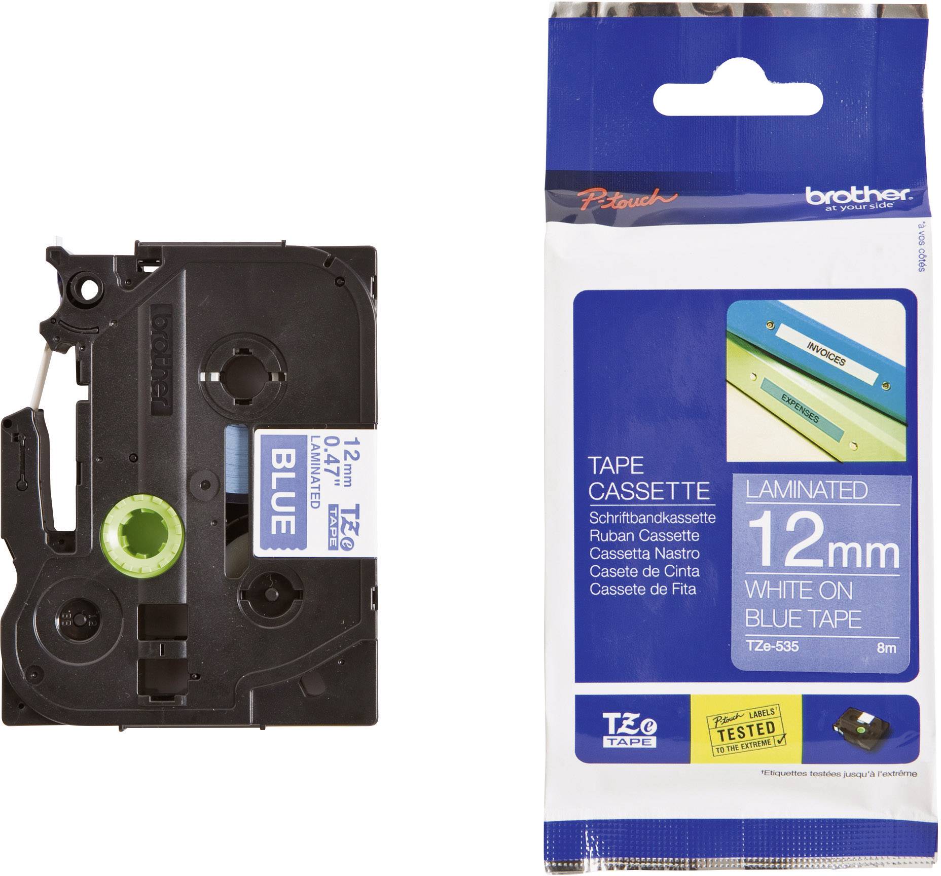3 Schriftbänder kompatibel zu Brother P-Touch TZE-541 8m//18mm Schwarz auf Blau