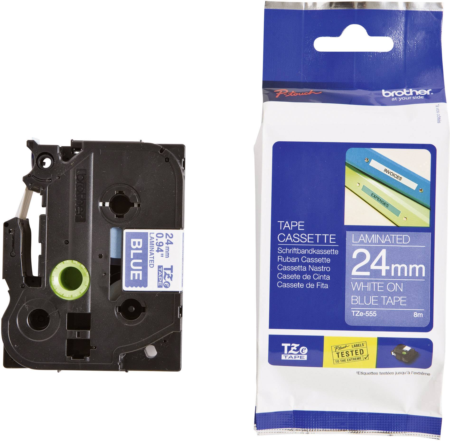 3 Schriftbänder kompatibel zu Brother P-Touch TZE-253 8m//24mm Blau auf Weiß