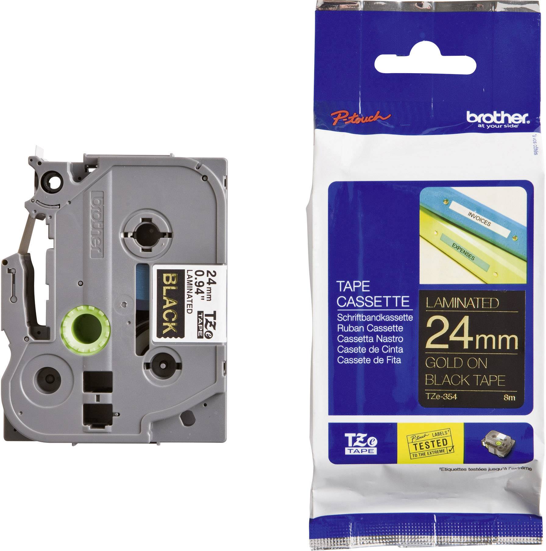 3 Schriftbänder kompatibel zu Brother P-Touch TZE-334 8m/12mm Gold auf Schwarz 