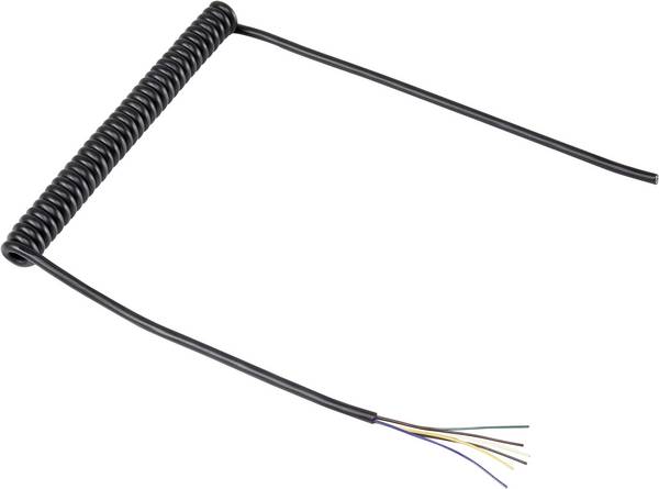 TRU COMPONENTS 1571516 Spiralkabel 204 mm / 600 mm 6 x 0.12 mm² Schwarz 1 St.