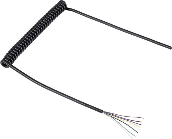 TRU COMPONENTS 1570979 Spiralkabel 218 mm / 640 mm 8 x 0.12 mm² Schwarz 1 St.