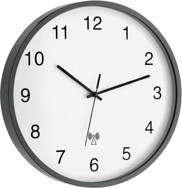 TFA Dostmann 60.3511.10 Funk Wanduhr 30.2 cm x 302 mm x 302 mm x 40 mm x 40 mm Anthrazit Großes Display