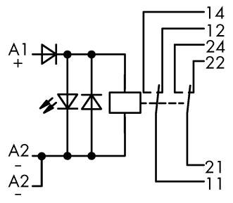 WAGO 789-312 Industrieel relais Nominale spanning: 24 V/DC Schakelstroom (max.): 8 A 2x wisselcontact 1 stuk(s) afbeelding