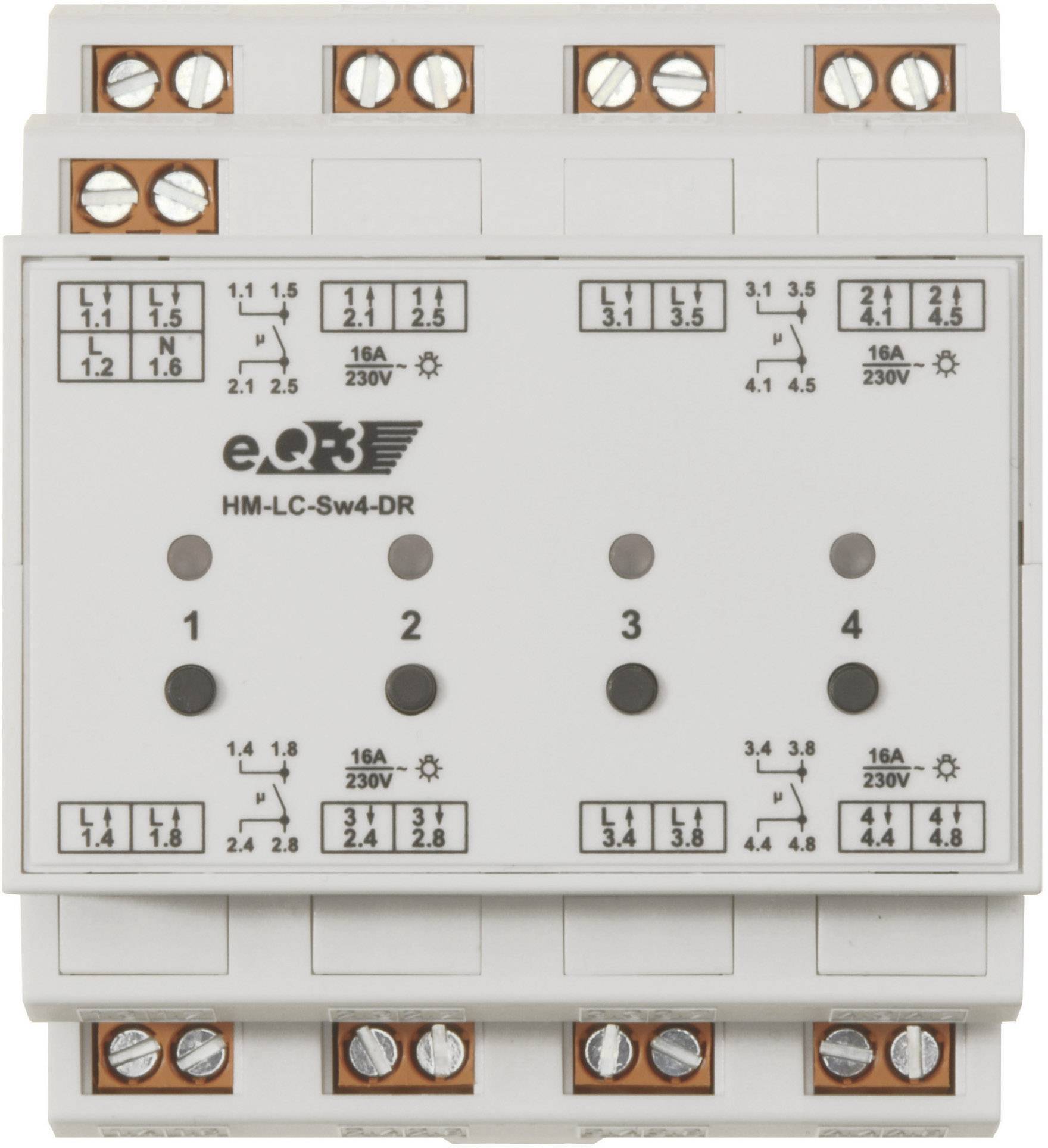 eQ-3 AG HM-LC-Sw4-DR-2, 868,3 MHz, 150 m, IP20, Weiß, 3680 W, 0,25 W-1