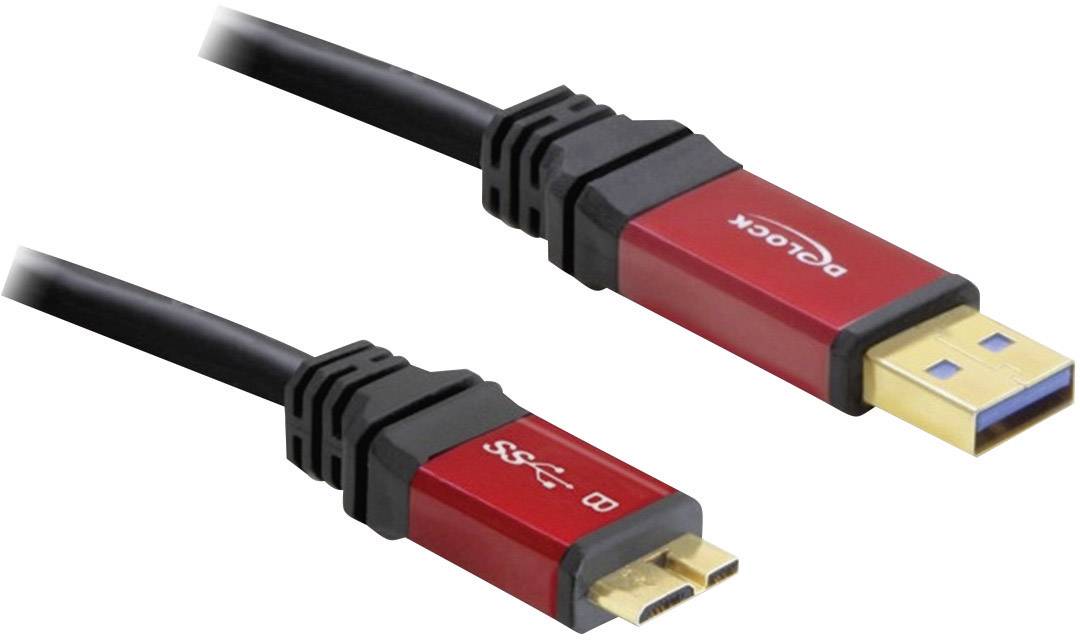 DELOCK USB 3.0 Anschlusskabel [1x USB 3.0 Stecker A - 1x USB 3.0 Stecker Micro B] 2 m Rot, Schwarz v