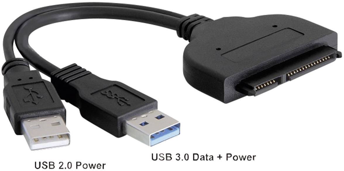 Kabel Adapter Delock SATA 22 Pin > USB 3.0-A Stecker + USB 2.0-A Stecker