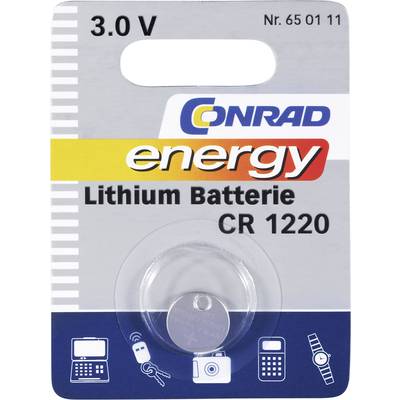 Conrad energy CR1220 Knopfzelle CR 1220 Lithium 30 mAh 3 V 1 St.