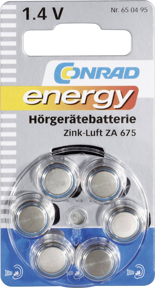 Conrad energy Knopfzelle ZA675 1.4 V 6 St. 630 mAh Zink-Luft