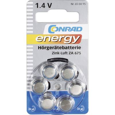 Conrad energy Knopfzelle ZA 675 1.4 V 6 St. 630 mAh Zink-Luft