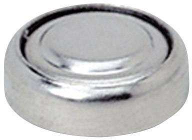 Eine kleine, runde Silberbatterie mit flachem Profil.