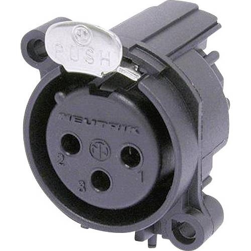 Neutrik NC3FAAH1 XLR-Steckverbinder Flanschbuchse, Kontakte gewinkelt Polzahl: 3 Schwarz 1 St.