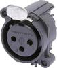 Neutrik NC3FAAH1 XLR-Steckverbinder Flanschbuchse, Kontakte gewinkelt Polzahl: 3 Schwarz 1 St.