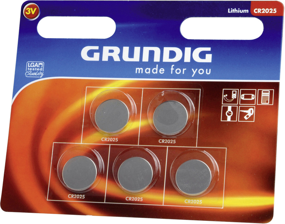 Knopfzelle CR 2025 Lithium Grundig CR 2025 127 mAh 3 V 5 St.